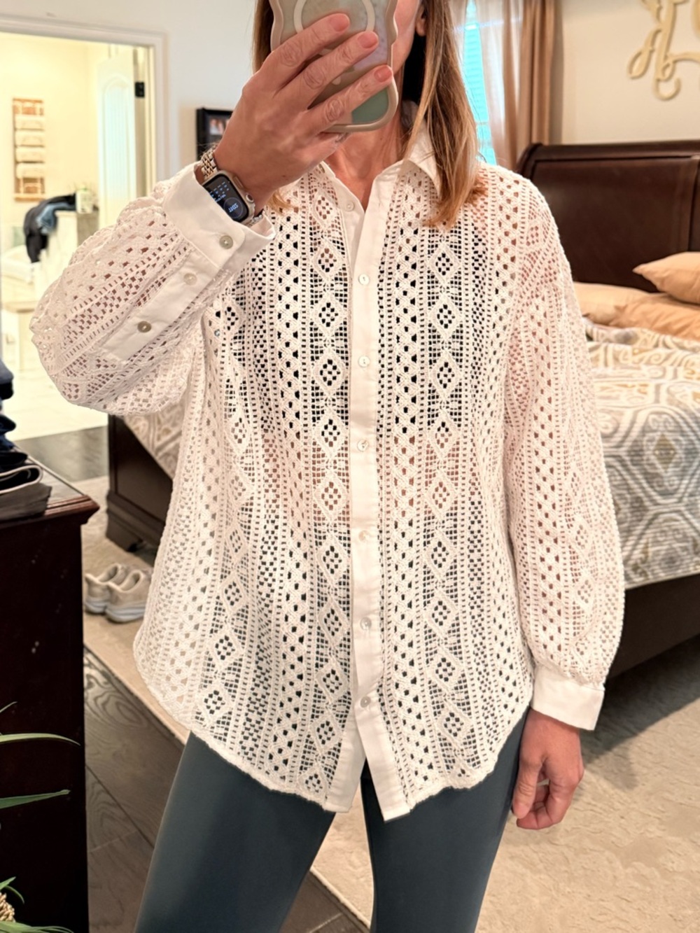 Zara White Crochet Open-Knit Top